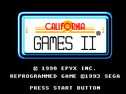 California Games II title screen for Sega Master System